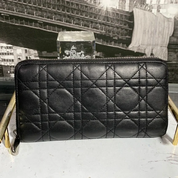 Authentic Christian Dior Cannage Leather Zippy Long Wallet - Picture 5 of 17